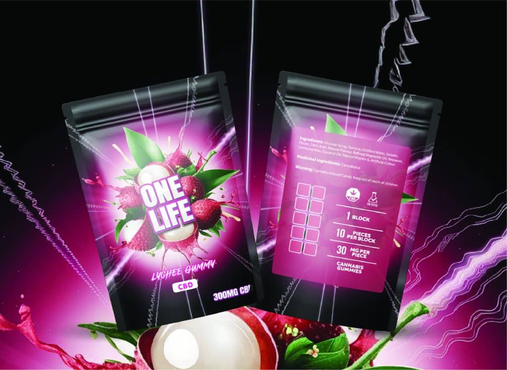 Buy One Life Edibles – Lychee Gummy – 300mg CBD online Canada