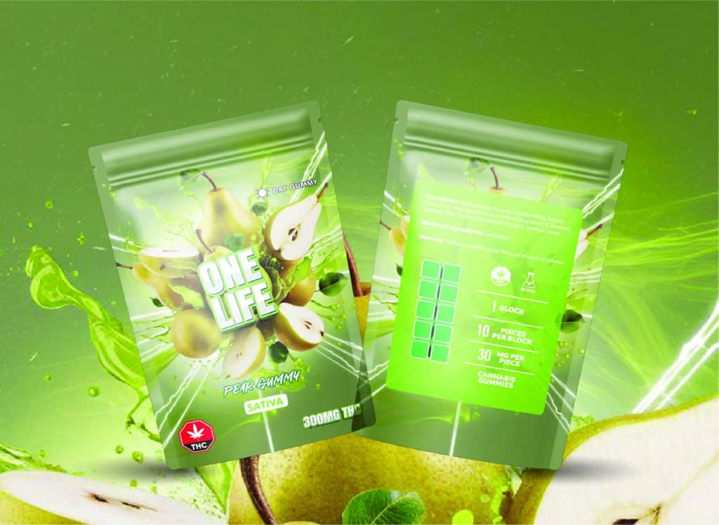 Buy One Life Edibles – Pear Gummy – 300mg THC (Sativa) online Canada