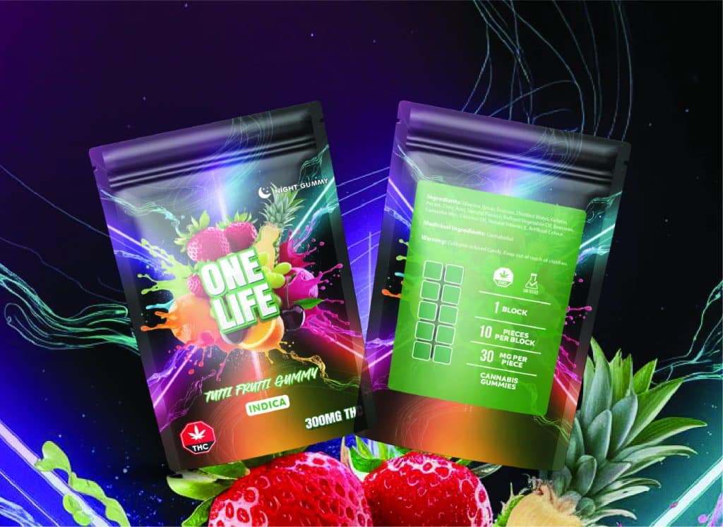 Buy One Life Edibles – Tutti Frutti Gummy – 300mg THC (Indica) online Canada