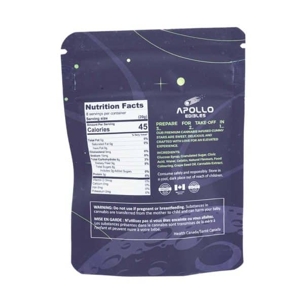 Buy Apollo Edibles – Sour Green Apple Shooting Stars 1000mg THC Indica online Canada
