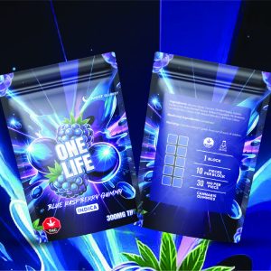 Buy One Life Edibles – Blue Raspberry Gummy – 300mg THC (Indica) online Canada