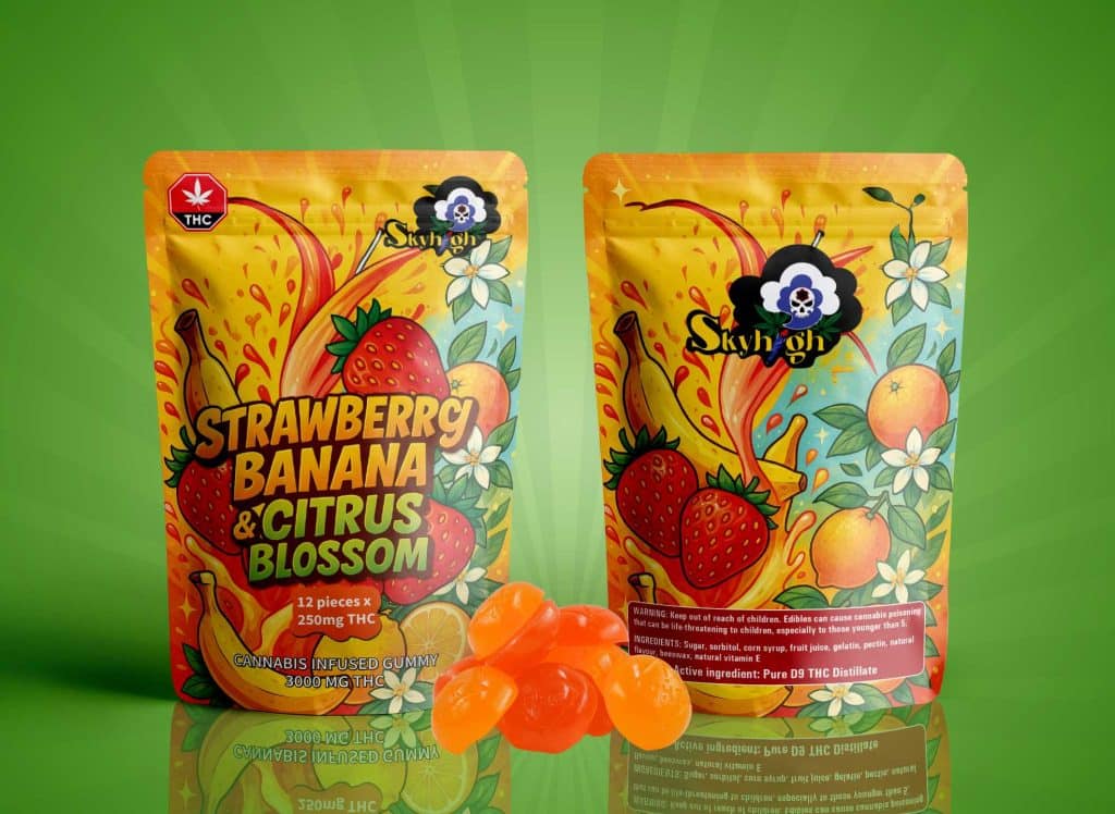 Buy Sky High Edibles – Strawberry Banana + Citrus Blossom Gummy 3000mg THC online Canada