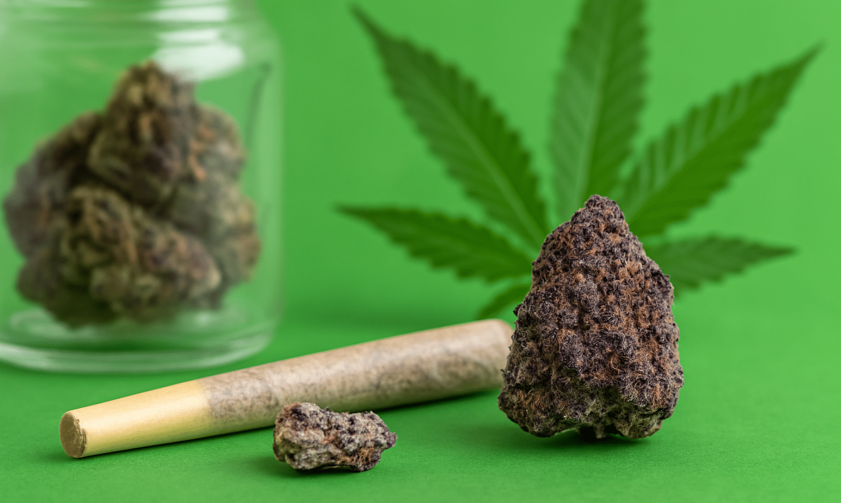 LA Confidential weed bud, joint, and jar with cannabis leaf—perfect for a chill, stay-in night
