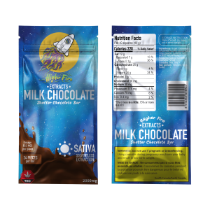 Buy Higher Fire Extracts – Shatter Chocolate Bar – Milk Chocolate 2000mg THC (Sativa) online Canada