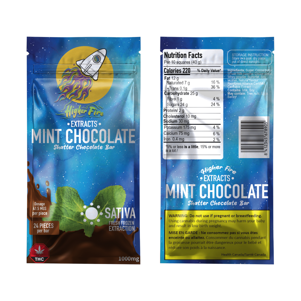 Higher Fire Extracts – Shatter Chocolate Bar – Mint 1000mg THC (Sativa) Buy Higher Fire Extracts – Shatter Chocolate Bar – Mint 1000mg THC (Sativa) online Canada