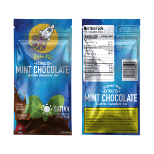 Buy Higher Fire Extracts – Shatter Chocolate Bar – Mint 1000mg THC (Sativa) online Canada
