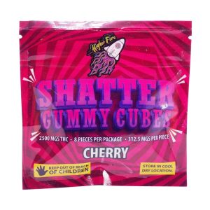 Buy Higher Fire Extracts – Shatter Gummy Cubes – Cherry 2500mg THC online Canada