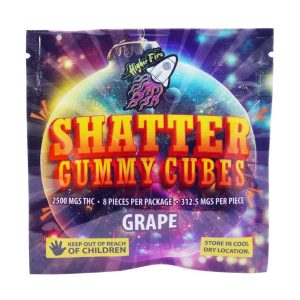 Buy Higher Fire Extracts – Shatter Gummy Cubes – Grape 2500mg THC online Canada