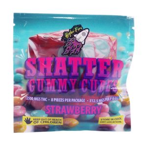 Buy Higher Fire Extracts – Shatter Gummy Cubes – Strawberry 2500mg THC online Canada