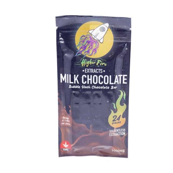 Buy Higher Fire Extracts – Bubble Hash Chocolate Bar – Milk 1000mg THC online Canada