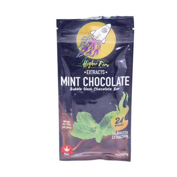 Buy Higher Fire Extracts – Bubble Hash Chocolate Bar – Mint 2000mg THC online Canada