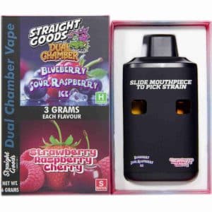 Buy Straight Goods – Dual Chamber Vape –  Blueberry Sour Raspberry Ice + Strawberry Raspberry Cherry (3 Grams + 3 Grams) online Canada