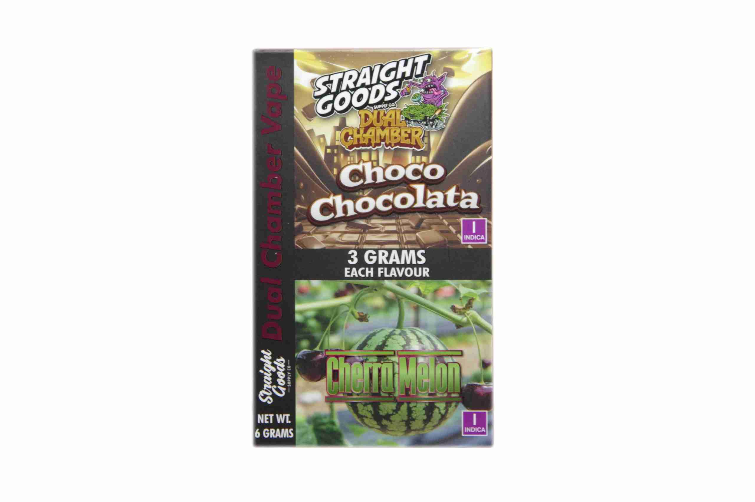 Buy Straight Goods – Dual Chamber Vape – Choco Chocolata + Cherra Melon (3 Grams + 3 Grams) online Canada