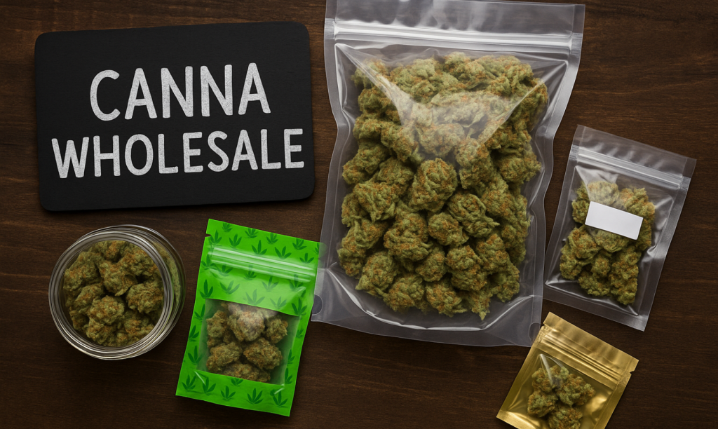 Canna wholesale cannabis buds in bulk jars and bags with fresh harvests, strains, and discounts
