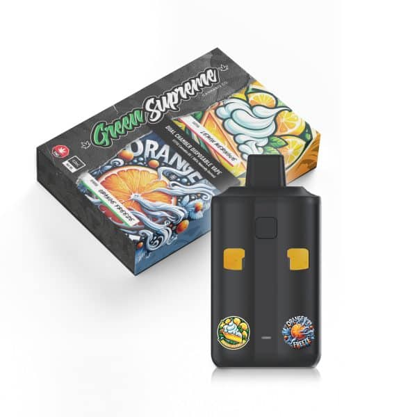 Buy Green Supreme – Dual Chamber Disposable THC Vape Pen – Lemon Meringue + Orange Freeze (3 Grams + 3 Grams) online Canada