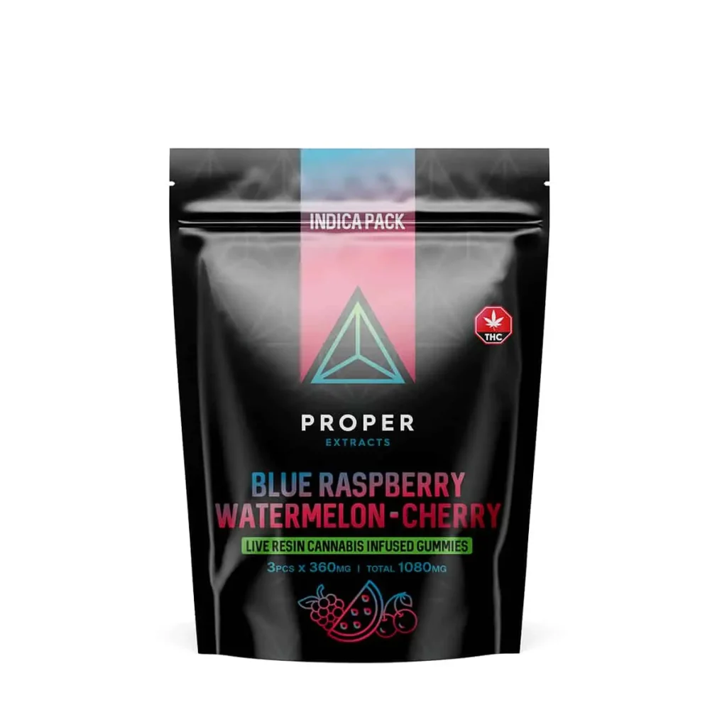 Buy Proper Extracts Edibles – Triangles 1080mg Live Resin Gummies – Indica Pack online Canada
