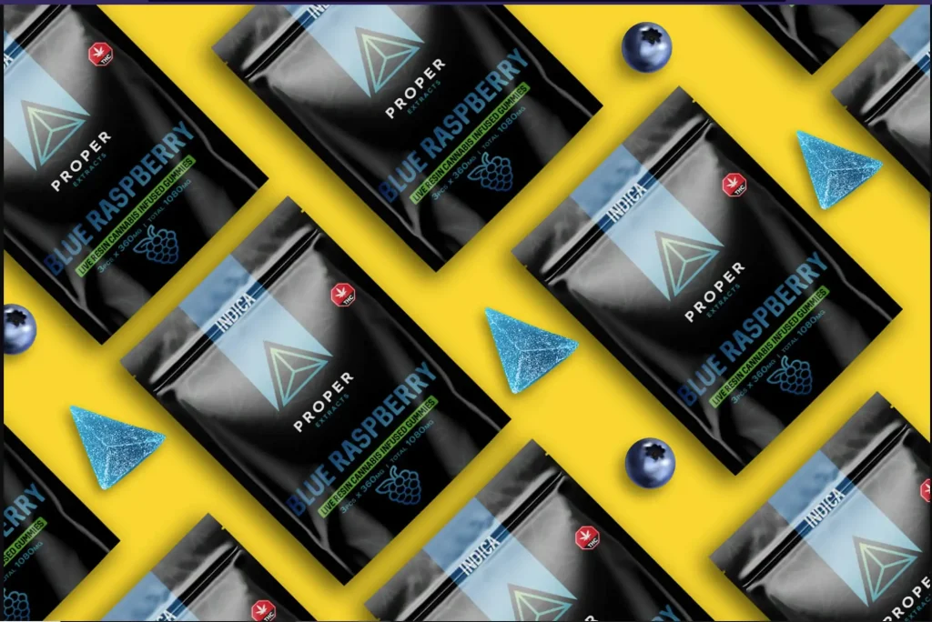 Buy Proper Extracts Edibles – Triangles 360mg Live Resin Gummies – Blue Raspberry online Canada