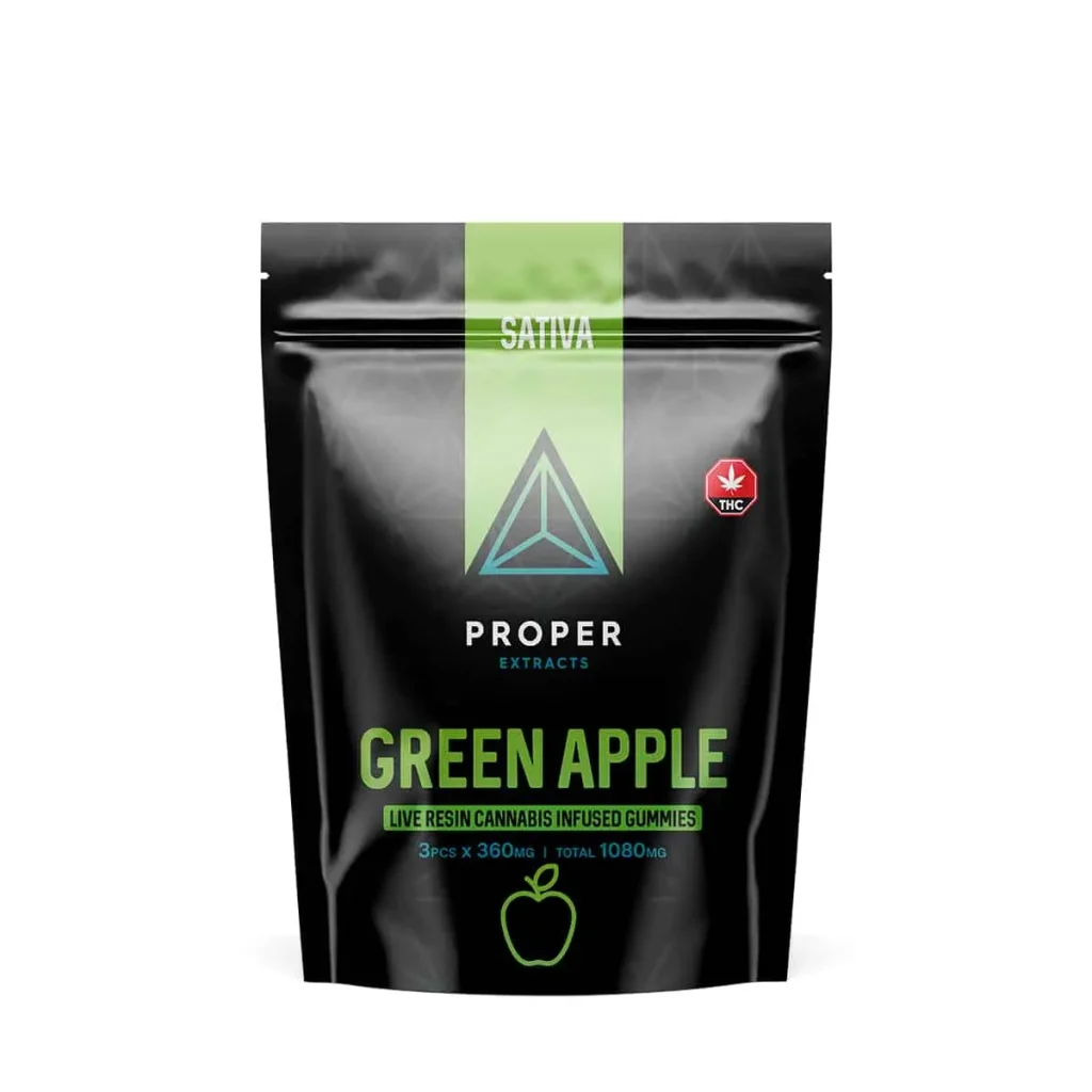 Buy Proper Extracts Edibles – Triangles 1080mg Live Resin Gummies – Green Apple online Canada