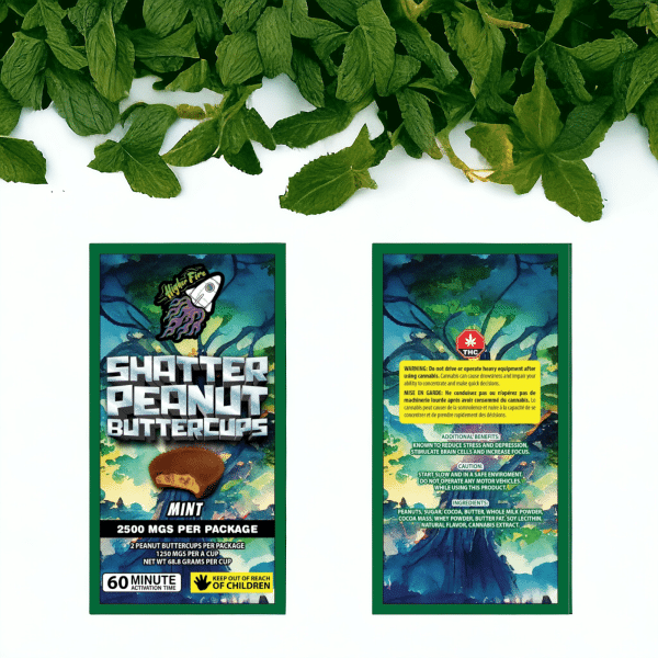 Buy Higher Fire Extracts – Shatter Peanut Butter Chocolate Cups – Mint 2500mg THC online Canada
