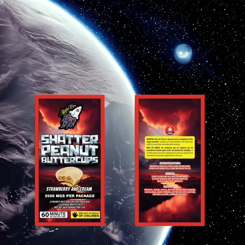 Higher Fire Extracts – Shatter Peanut Butter Chocolate Cups – Strawberry & Cream 2500mg THC Buy Higher Fire Extracts – Shatter Peanut Butter Chocolate Cups – Strawberry & Cream 2500mg THC online Canada