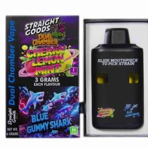 Straight Goods – Dual Chamber Vape – Cherry Lemon Mint + Blue Gummy Shark (3 Grams + 3 Grams) Buy Straight Goods – Dual Chamber Vape – Cherry Lemon Mint + Blue Gummy Shark (3 Grams + 3 Grams) online Canada