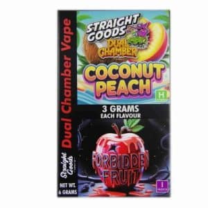 Straight Goods – Dual Chamber Vape – Coconut Peach + Forbidden Fruit (3 Grams + 3 Grams) Buy Straight Goods – Dual Chamber Vape – Coconut Peach + Forbidden Fruit (3 Grams + 3 Grams) online Canada
