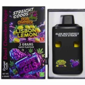 Straight Goods – Dual Chamber Vape – Lisbon Lemon + Grape Gas (3 Grams + 3 Grams) Buy Straight Goods – Dual Chamber Vape – Lisbon Lemon + Grape Gas (3 Grams + 3 Grams) online Canada