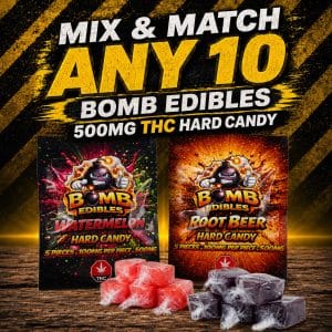 Buy Bomb Edibles Hard Candies 500mg  THC – Mix and Match – 10 Pack online Canada
