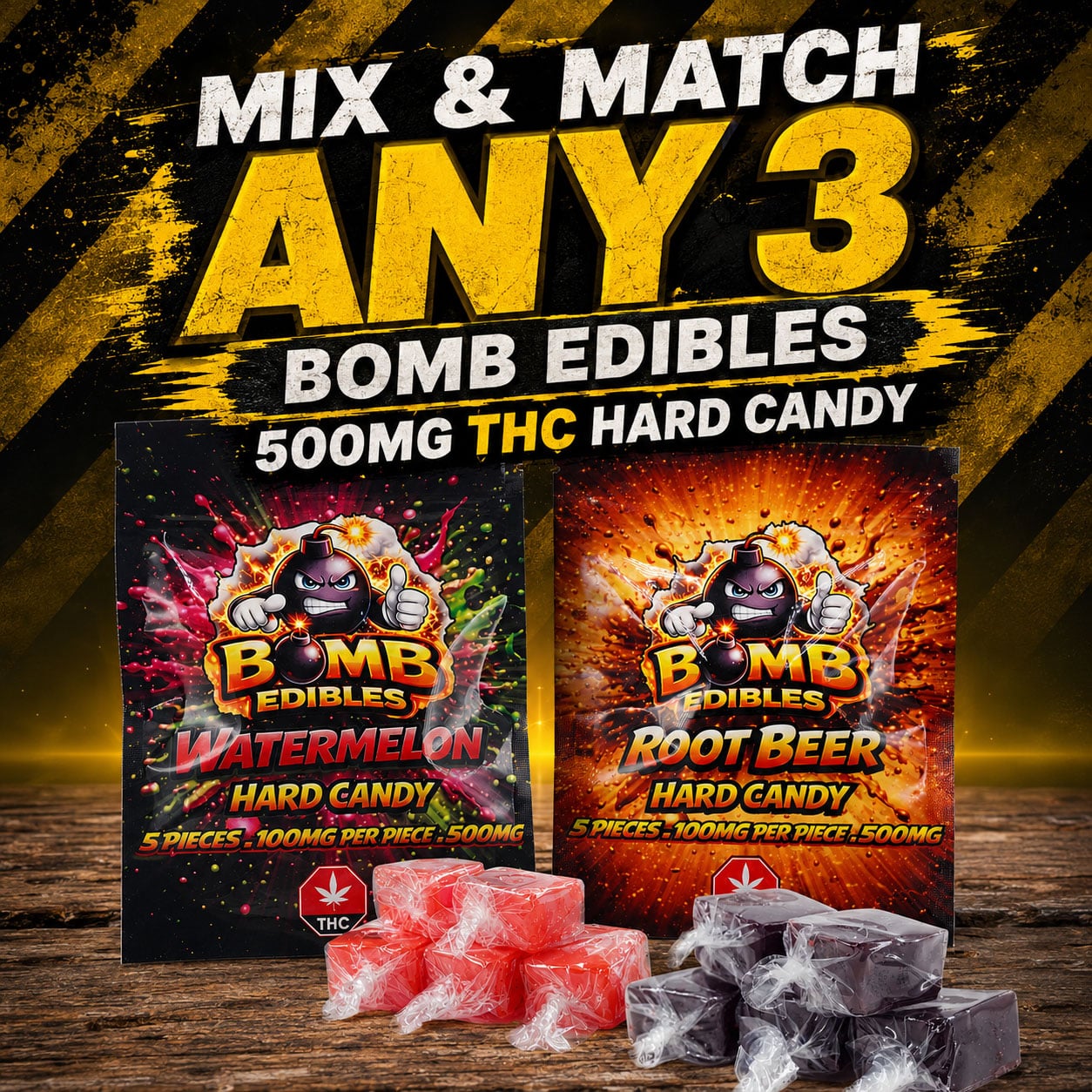 Bomb Edibles Hard Candies 500mg THC – Mix and Match – 3 Pack Buy Bomb Edibles Hard Candies 500mg THC – Mix and Match – 3 Pack online Canada