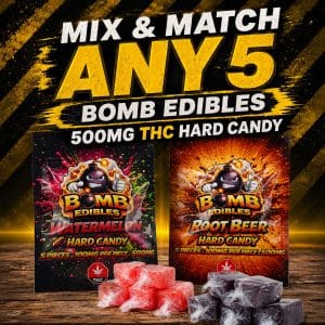 Buy Bomb Edibles Hard Candies 500mg  THC – Mix and Match – 5 Pack online Canada